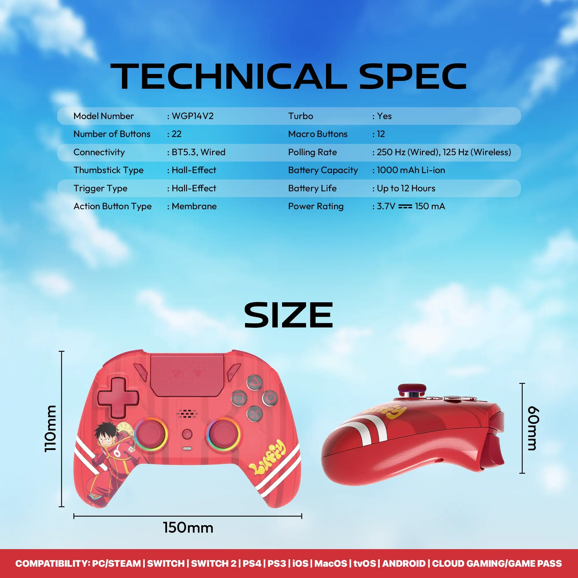 Fantech WGP14V2 One Piece Monkey D. Luffy Edition