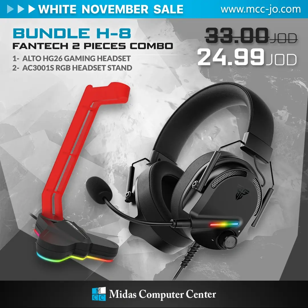Fantech Bundle H-8 HG25 7.1 Surround Sound Gaming Headset + AC3001S RGB Headset Stand