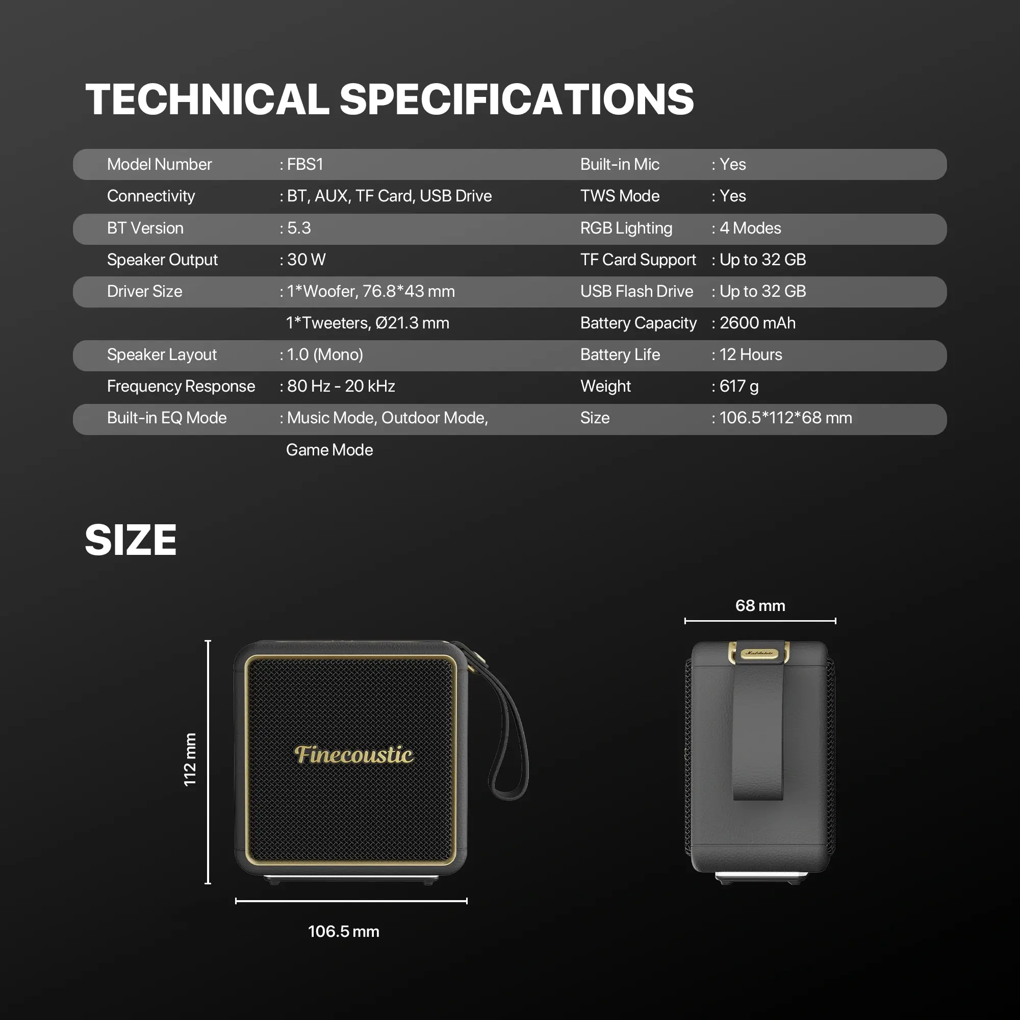 Fantech Finecoustic FBS1 Portable Speaker 
