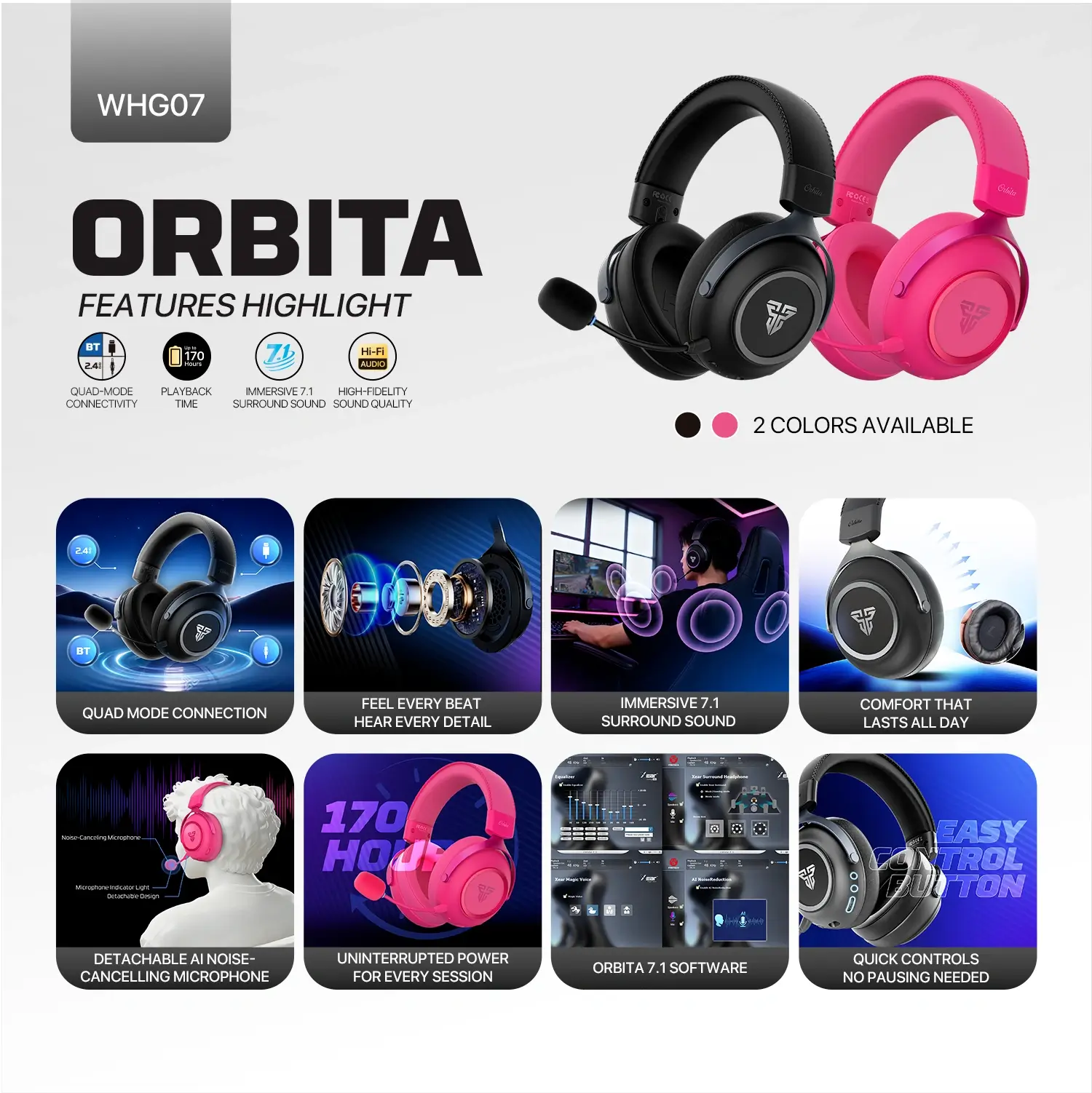 Fantech WHG07 ORBITA Premium Wireless Gaming Headset 