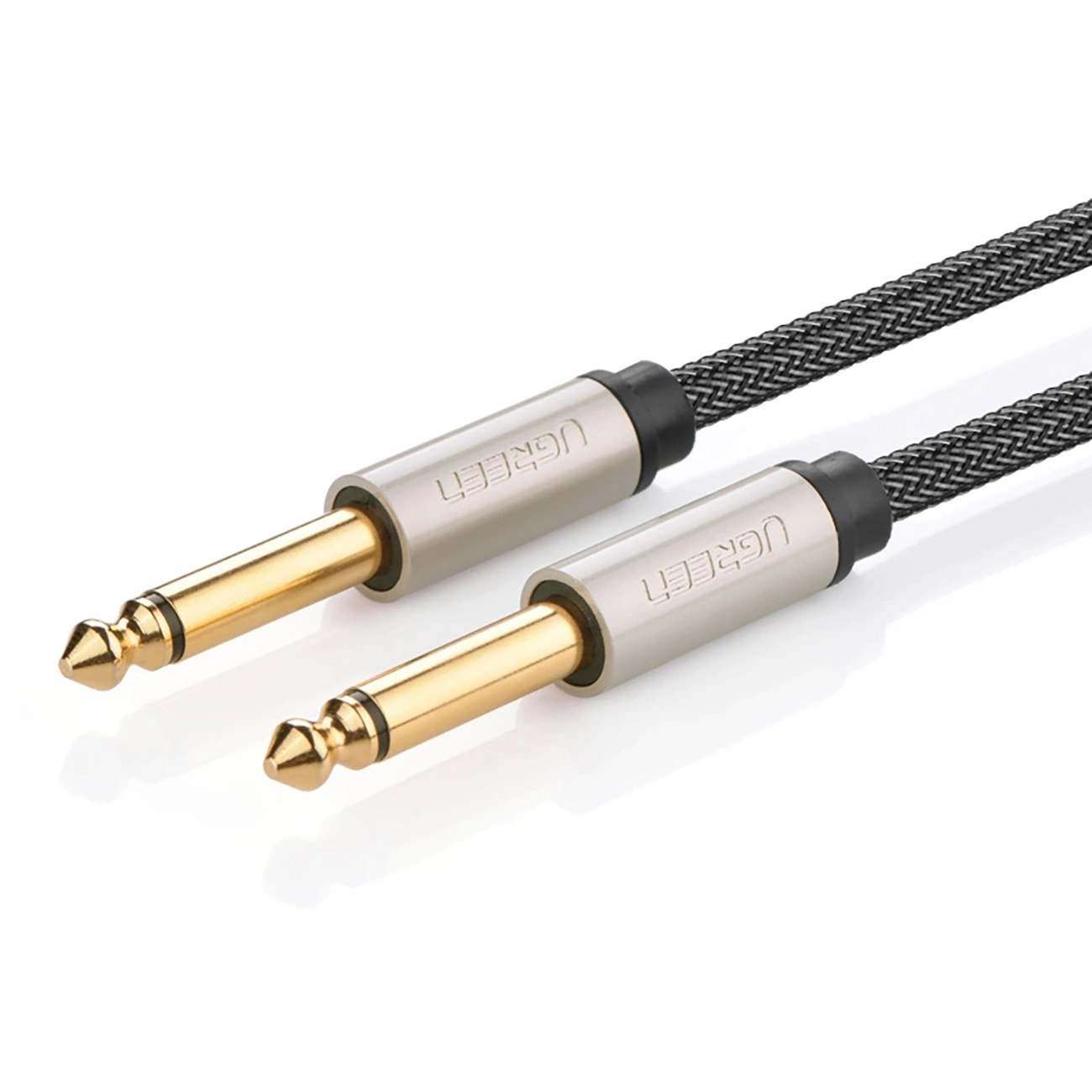 UGREEN 10636 6.5MM MALE TO 6.5MM MALE STEREO AUXILIARY AUDIO CABLE WITH ZINC ALLOY HOUSING AND NYLON BRAIDED - 1M