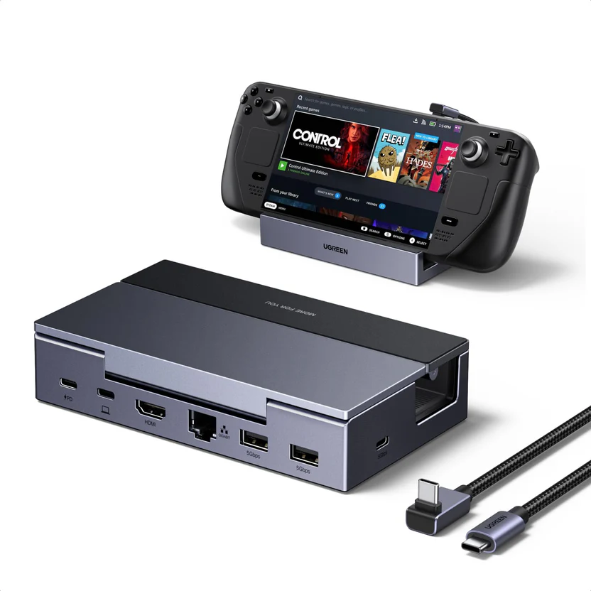 UGREEN 75126 DOCKING STATION 6-IN-1   MULTIPORT ADAPTER 4K120HZ HDMI 2.1, 100W PD, GIGABIT ETHERNET, USB-A & USB-C   STEAM DECK DOCK