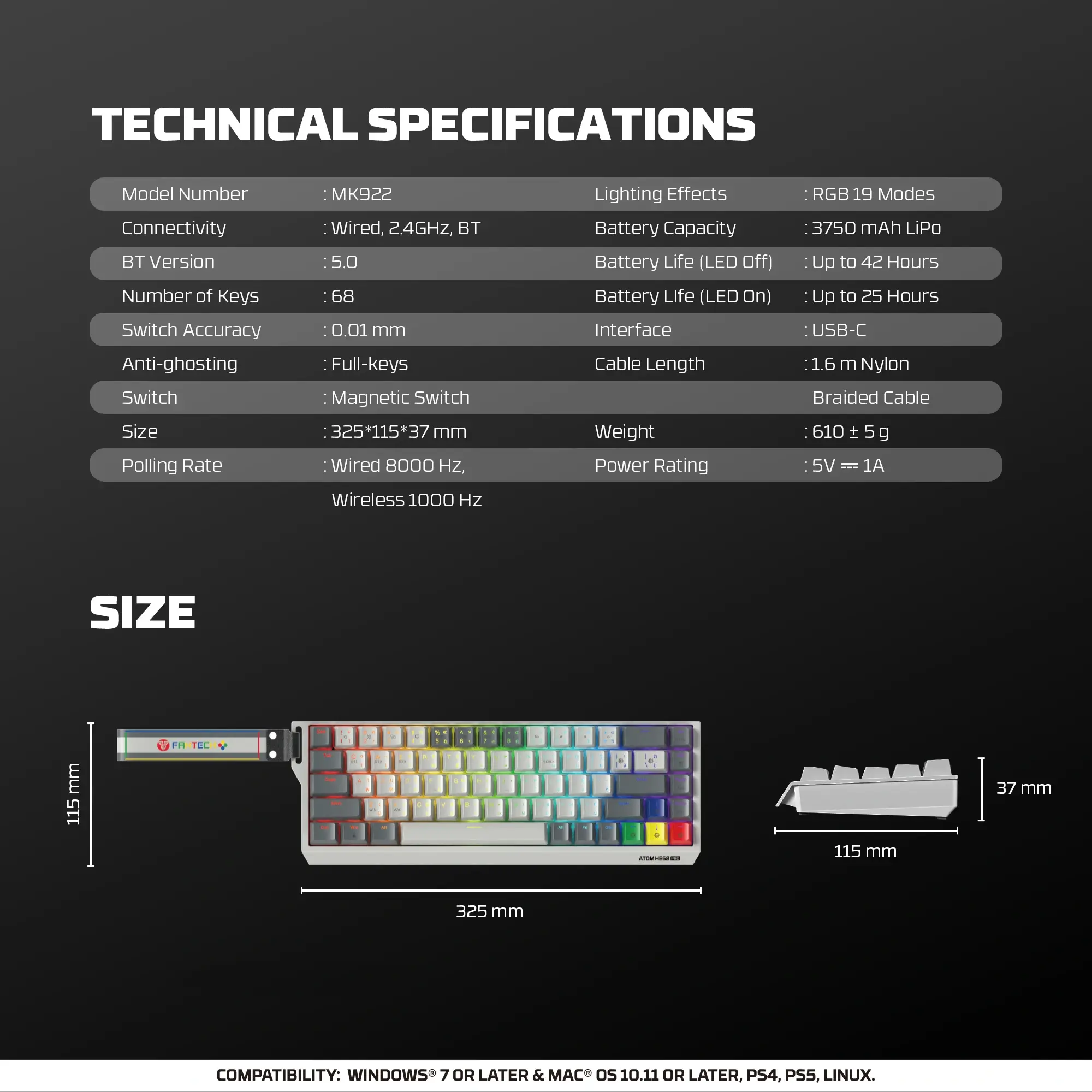FANTECH MK922 Magnetic Gaming Keyboard