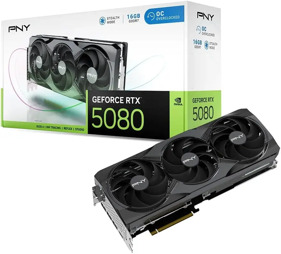 PNY GeForce RTX 5080 16GB OC Triple Fan GDDR7 Graphics Card