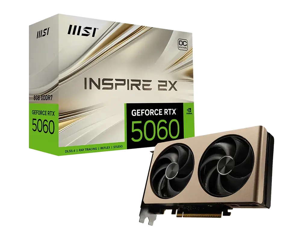 MSI GeForce RTX 5060 INSPIRE 2X OC Edition 8GB GDDR7 Graphics Card