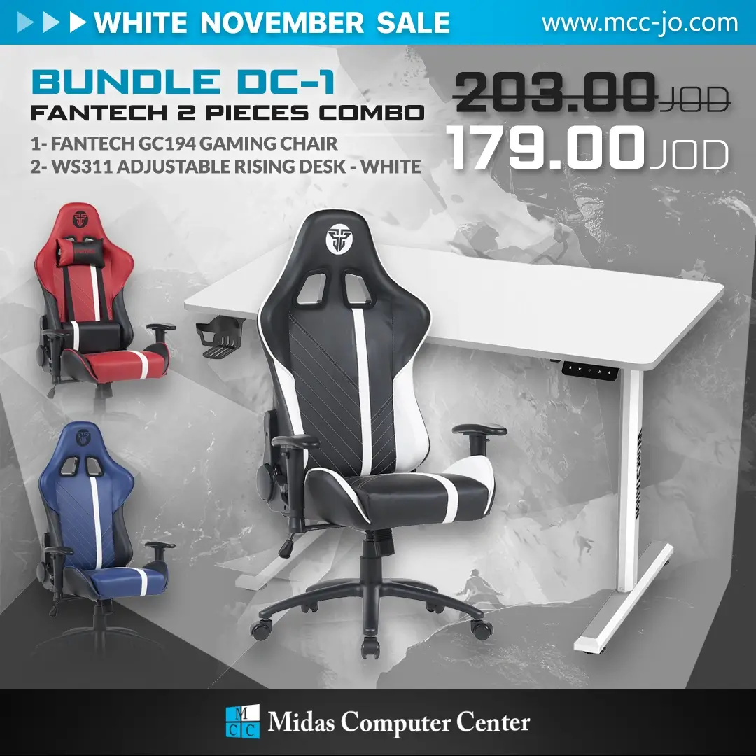 Fantech Bundle DC-1  Gaming Chair & Desk - GC194 GAMING CHAIR  + WS311 ADJUSTABLE RISING DESK