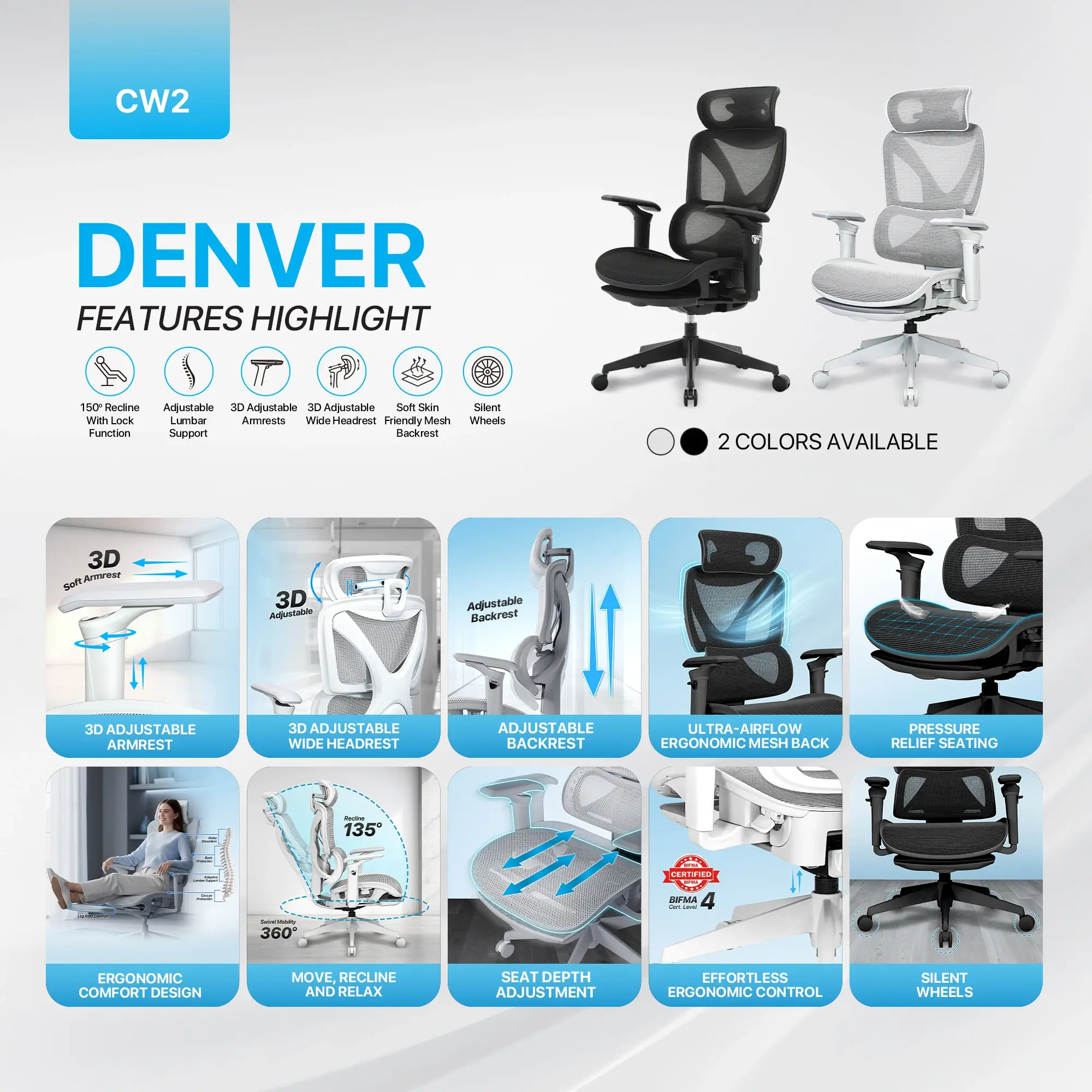 Fantech Workstation CW2 Denver Ergonomic Office Chair