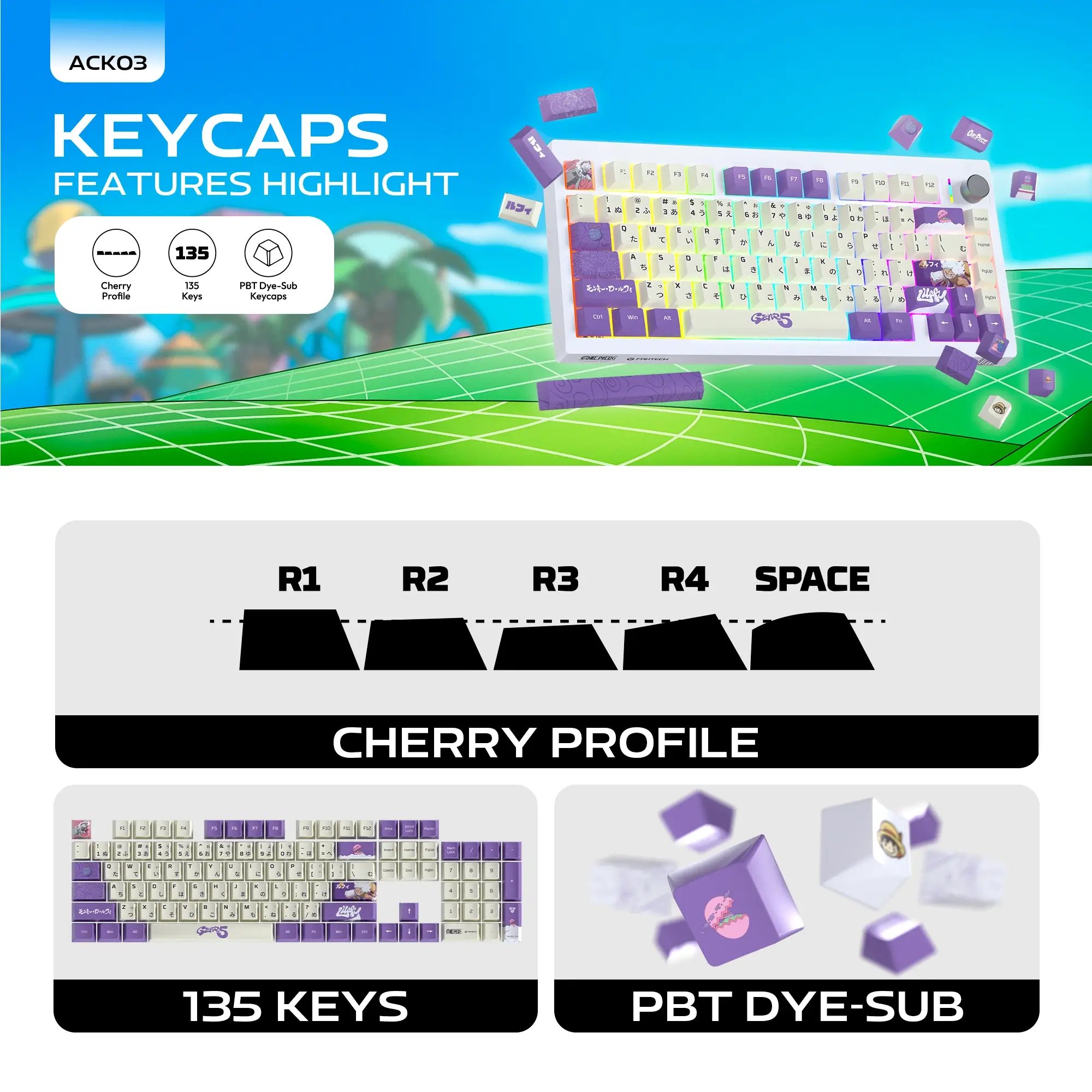 FANTECH MK921 ACK03 One Piece Gear5 Luffy Egghead Edition Wireless Mechanical Gaming Keyboard - FANTECH MK921 One Piece Gear5 FANTECH MK921 ACK03 One Piece Gear5 Luffy Egghead Edition Wireless Mechanical Gaming Keyboard - FANTECH MK921 One Piece Gear5