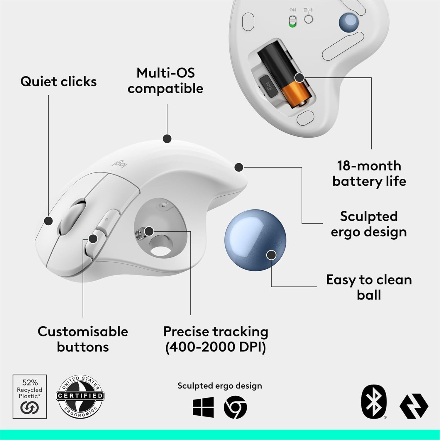 Logitech Ergo M575S Wireless Trackball Ergonomic Mouse Logitech Ergo M575S Wireless Trackball Ergonomic Mouse