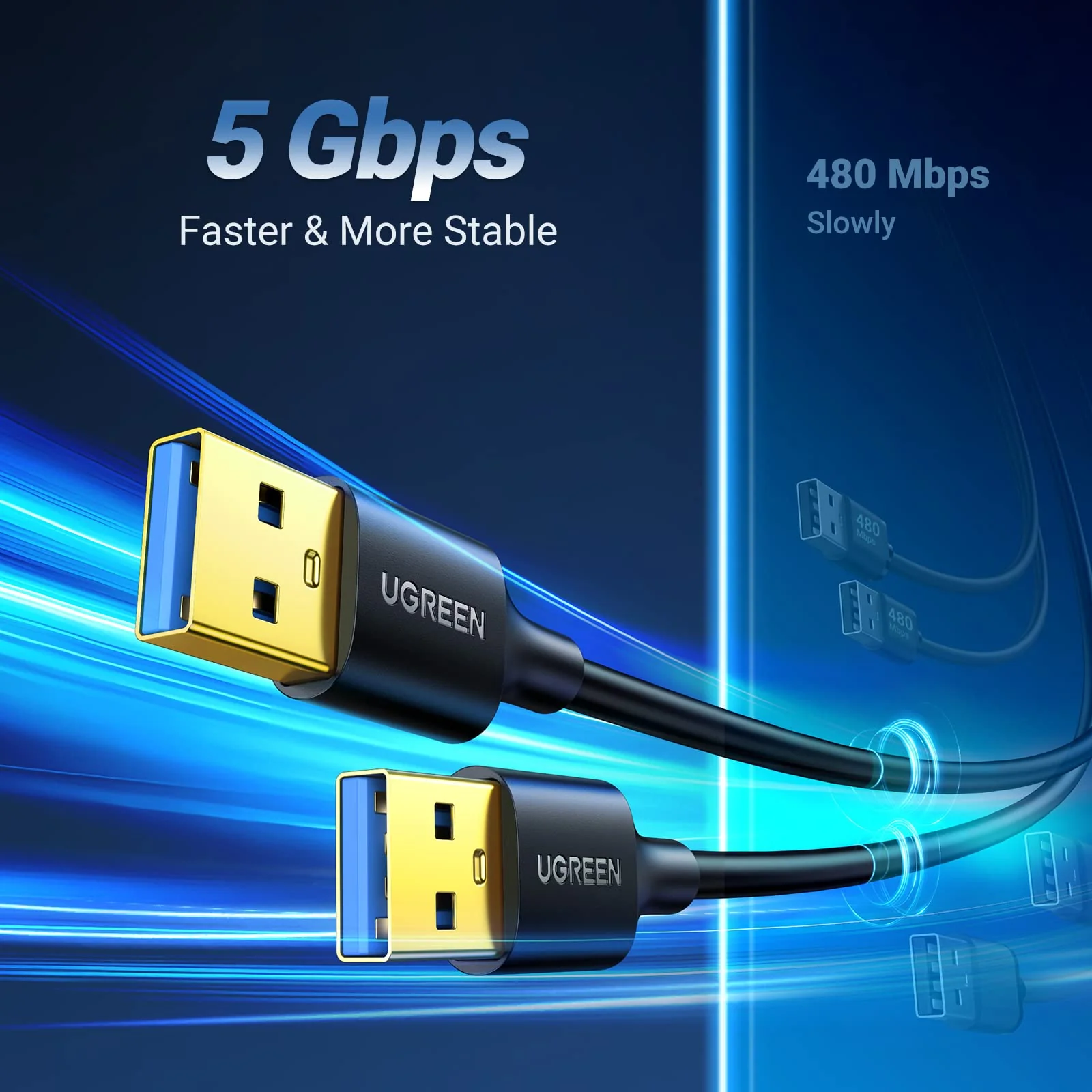 UGREEN 10370 CABLE USB 3.0 MALE TO MALE UP TO 5 GBPS - 1M