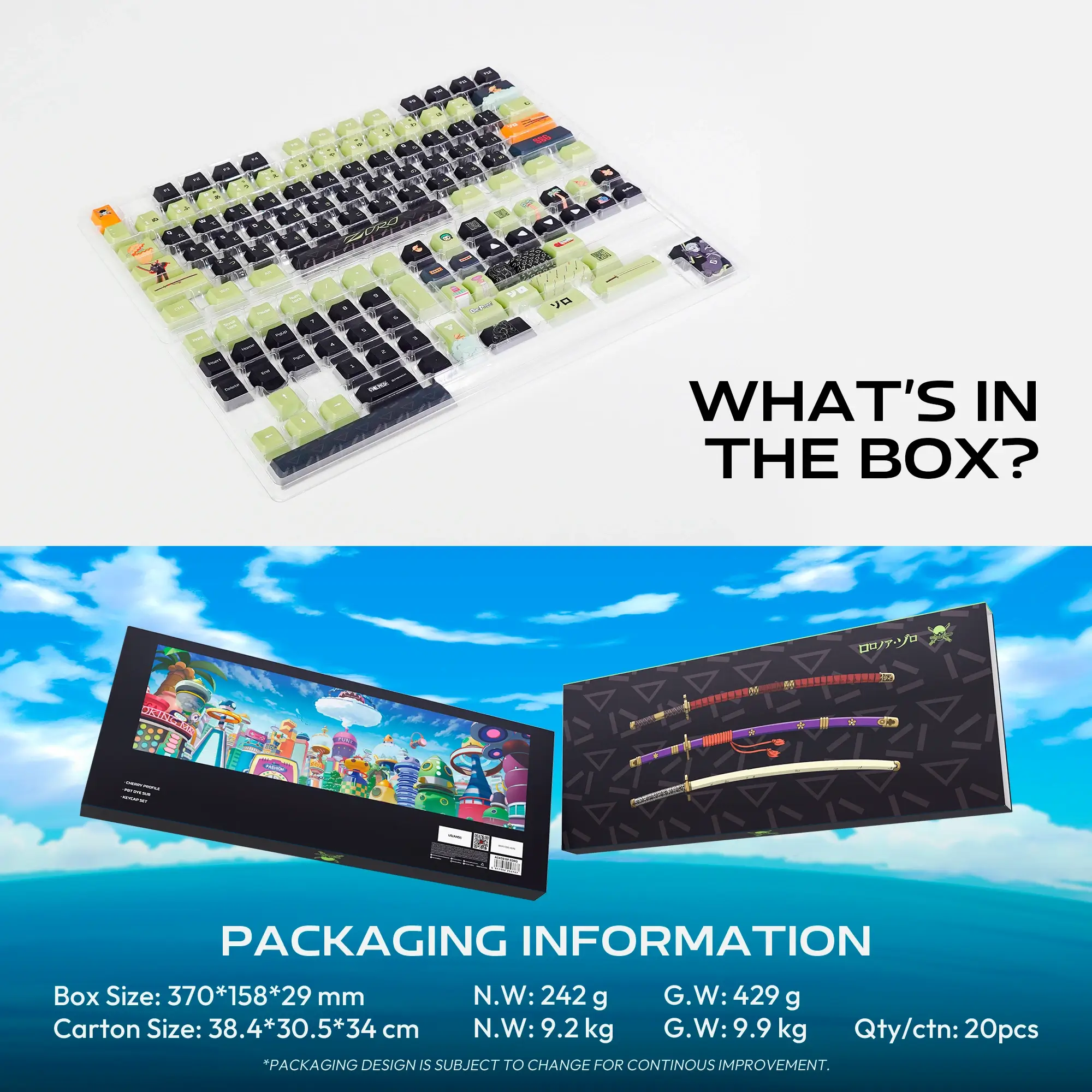 FANTECH MK921 ACK03 One Piece Roronoa Zoro Egghead Edition Wireless Mechanical Gaming Keyboard - FANTECH MK921 Roronoa Zoro E