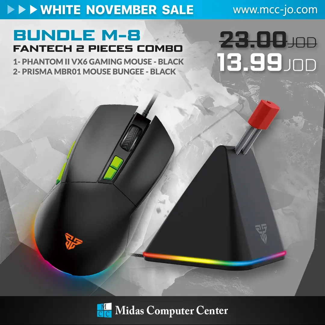 Fantech Bundle M-8 Gaming Accessories - VX6 Gaming Mouse + MBR01 RGB Bungee