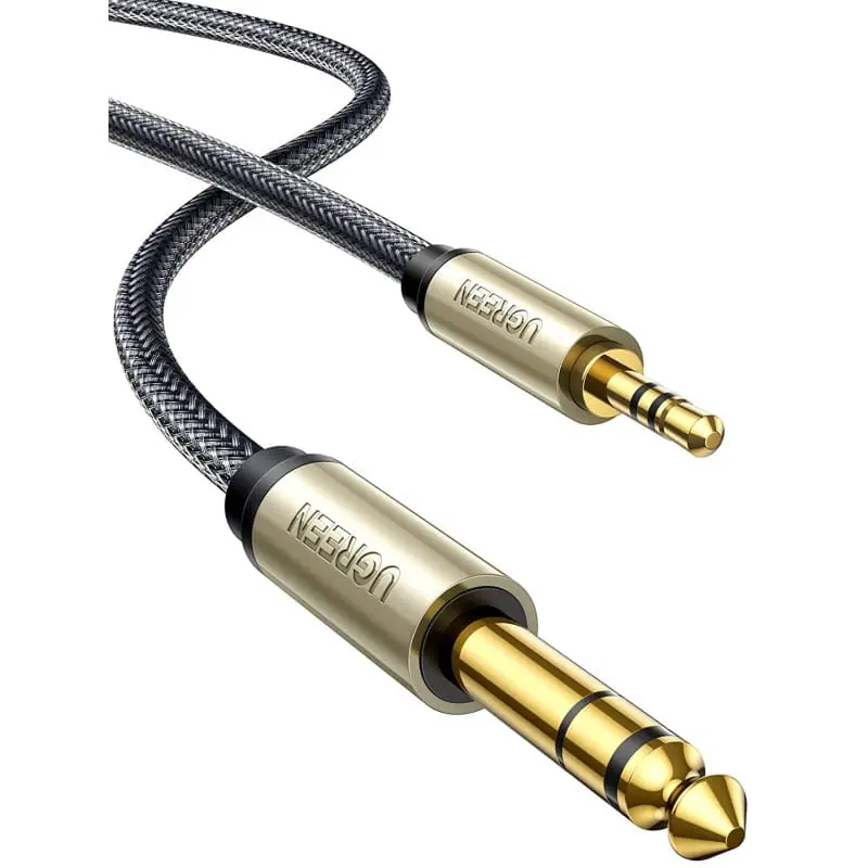 UGREEN 10630 3.5MM TRS MALE TO 6.35MM TS AUDIO CABLE 24K GOLD PLATED CONNECTORS ZINC ALLOY CASE - 5M
