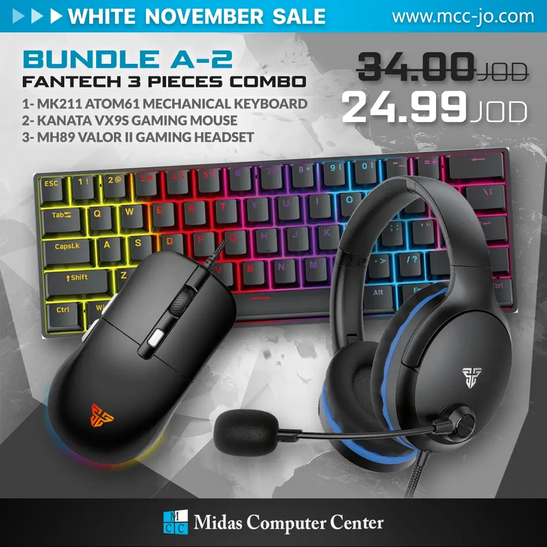 Fantech Bundle 2 Gaming Accessories -  MK211 ATOM61 Mechanical Keyboard + VX9S GAMING MOUSE + MH89 Gaming Headset