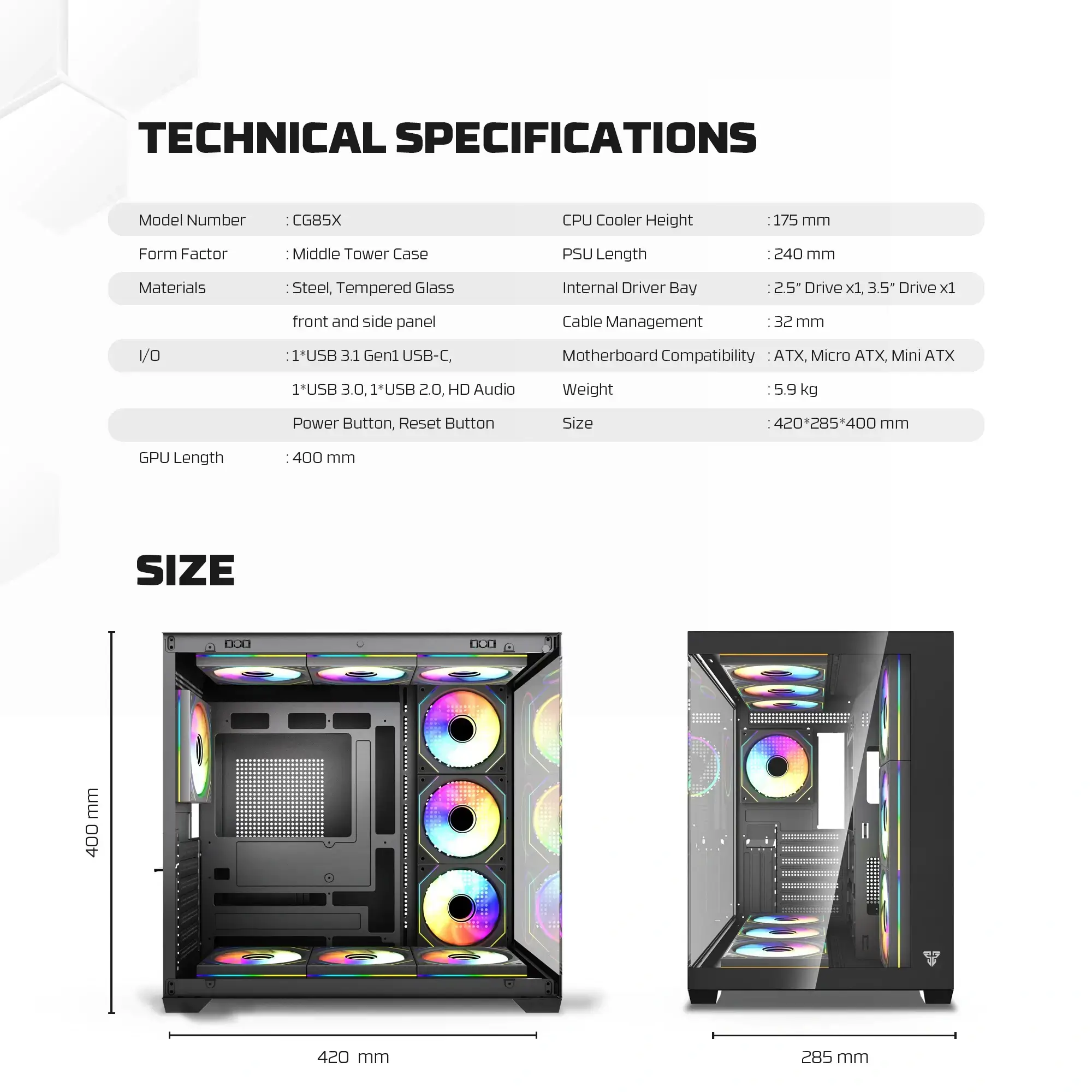 Fantech CG85X Lumina X Case