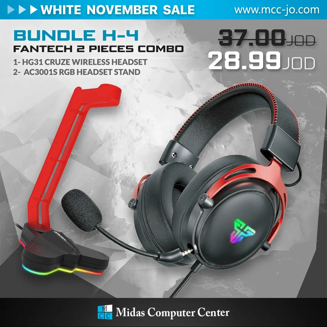 Fantech Bundle H-4 HG31 Cruze 7.1 Surround Sound Gaming Headset + AC3001S RGB Headset Stand