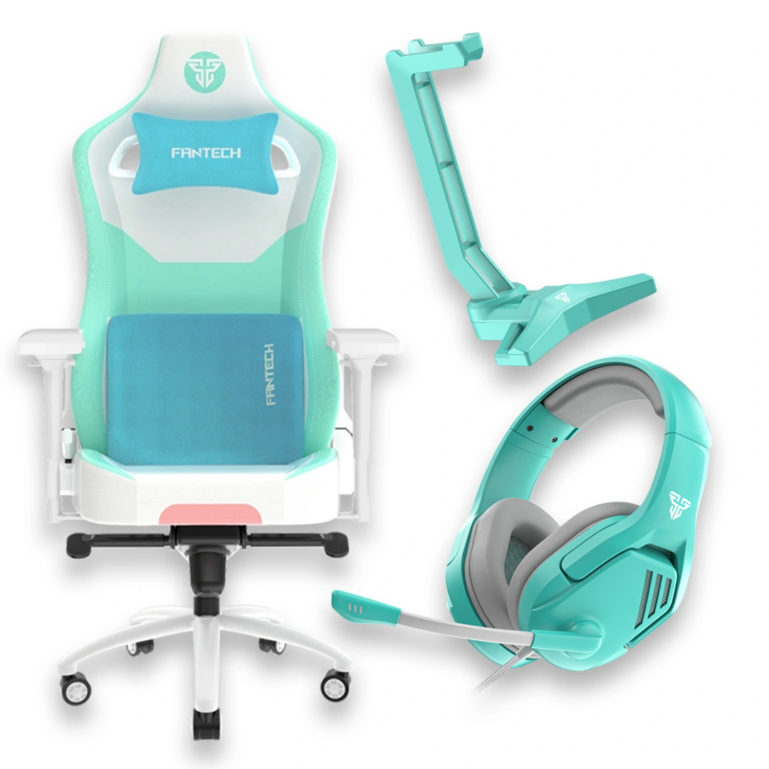 Fantech Bundle CA-1 Gaming Chair & Accessories - GC-283 MINT EDITION GAMING CHAIR + BUNDLE HEADSET VALOR MH86 + HEADSET STAND AC3004