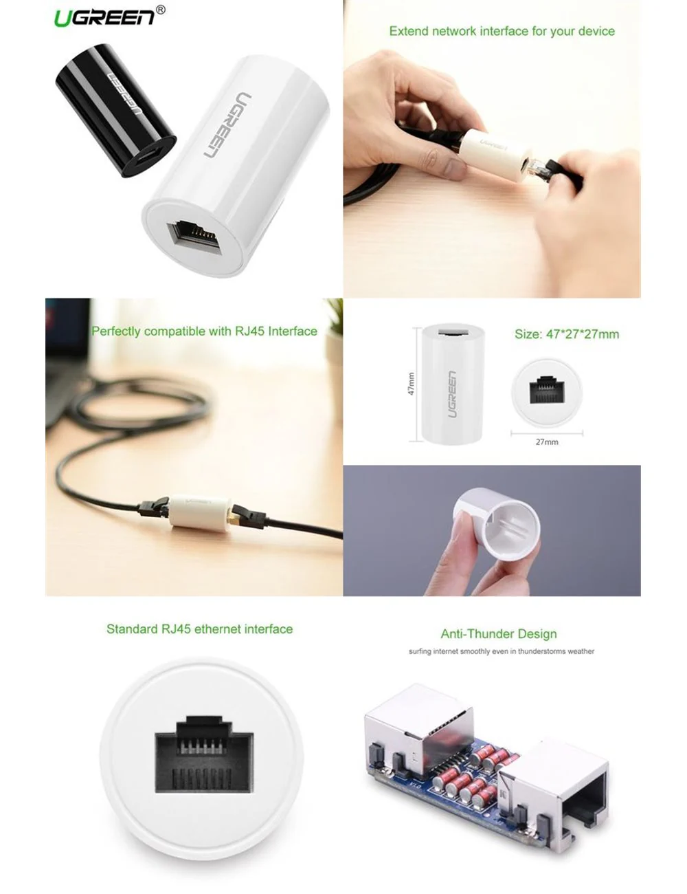 UGREEN 30837 RJ45 CONNECTOR NETWORK ETHERNET 