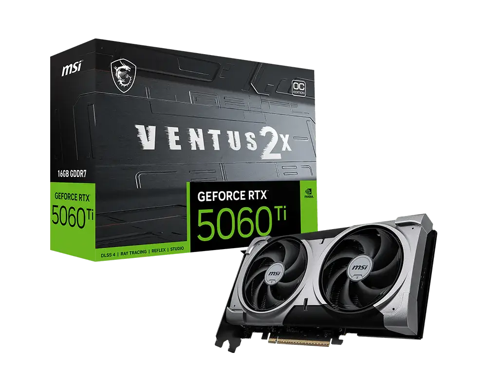 MSI GeForce RTX 5060 Ti VENTUS 2X OC 16GB Graphics Card - MSI RTX 5060 Ti VENTUS 2X OC