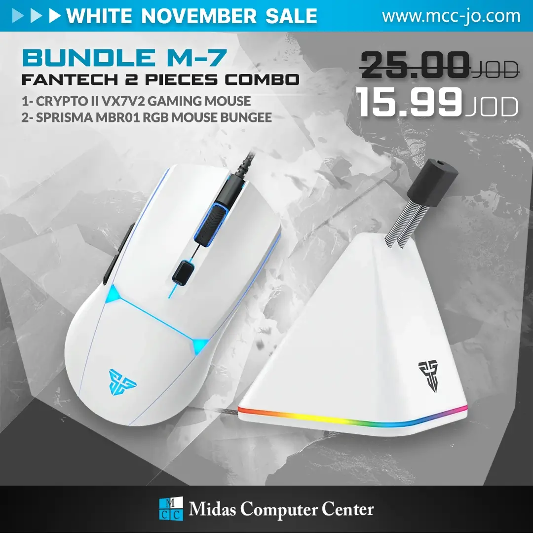 Fantech Bundle M-7 Gaming Accessories - VX7V2 Gaming Mouse + MBR01 RGB Bungee