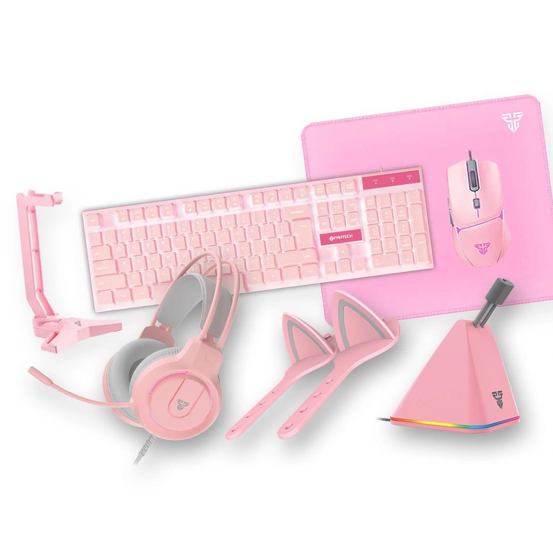 Fantech Bundle 5 Gaming &nbsp;Accessories - P51 5-IN-1 PINK COMBO + MBR01 Bungee + AC5001 Kitty Ears