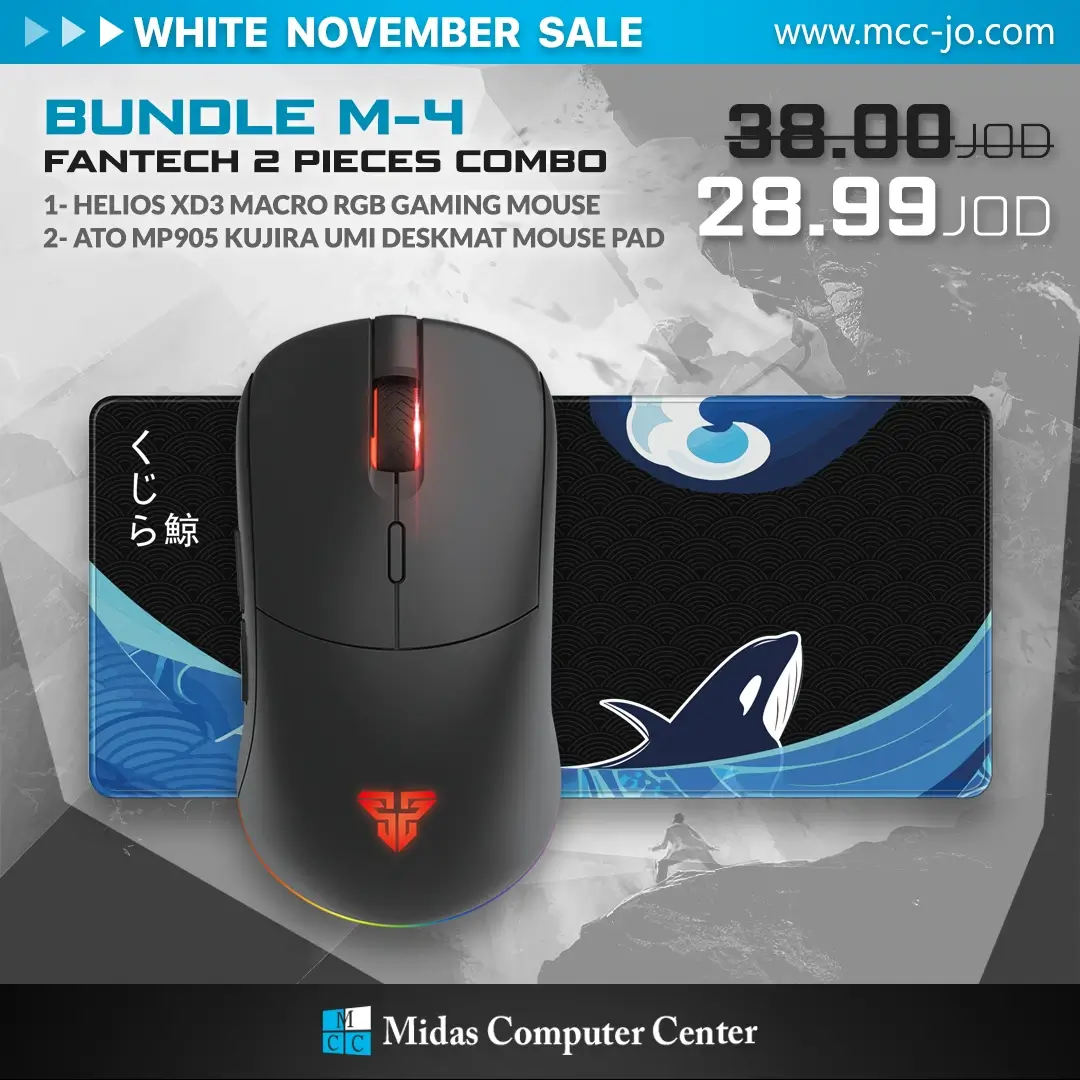 Fantech Bundle M-4 Gaming Accessories - XD3 Gaming Mouse +  MP905 DESKMAT Mouse Pad
