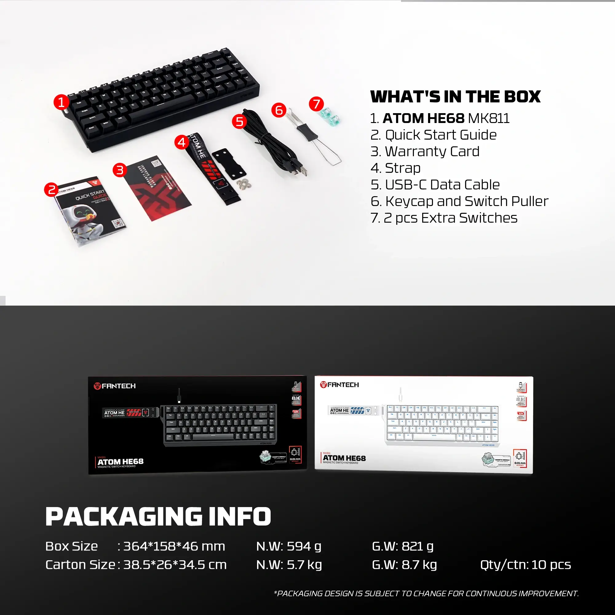 FANTECH ATOM HE68 Magnetic Keyboard