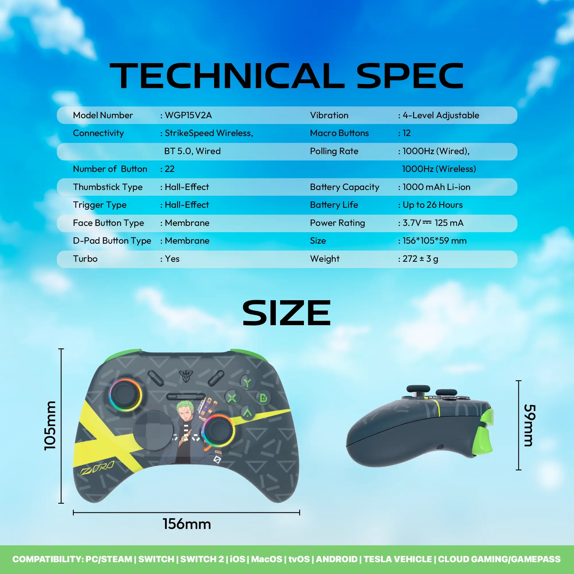 Fantech EOS II PRO WGP15V2A ONE PIECE Zoro Egghead Edition