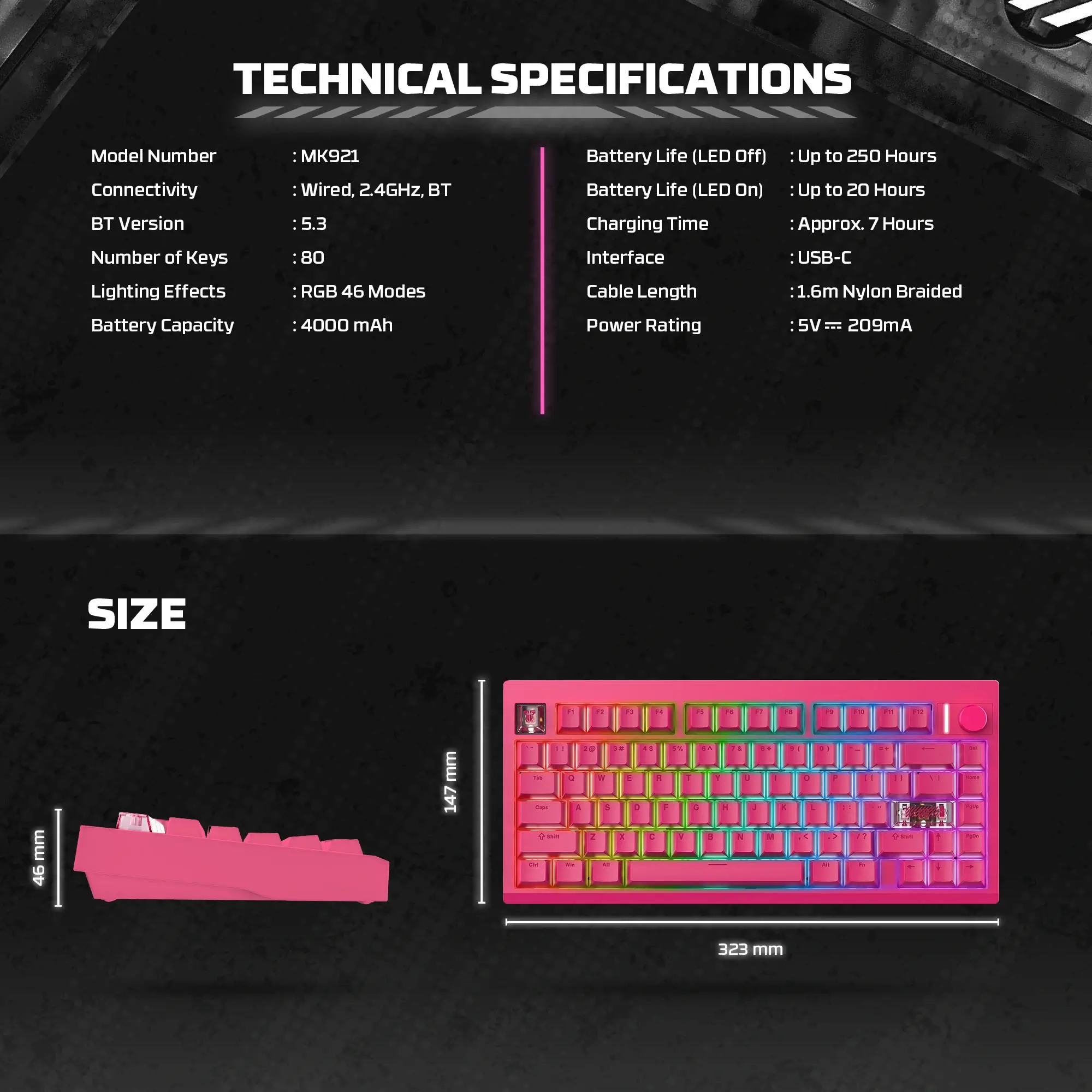 FANTECH MK921 MAXFIT8 Wireless Mechanical Keyboard