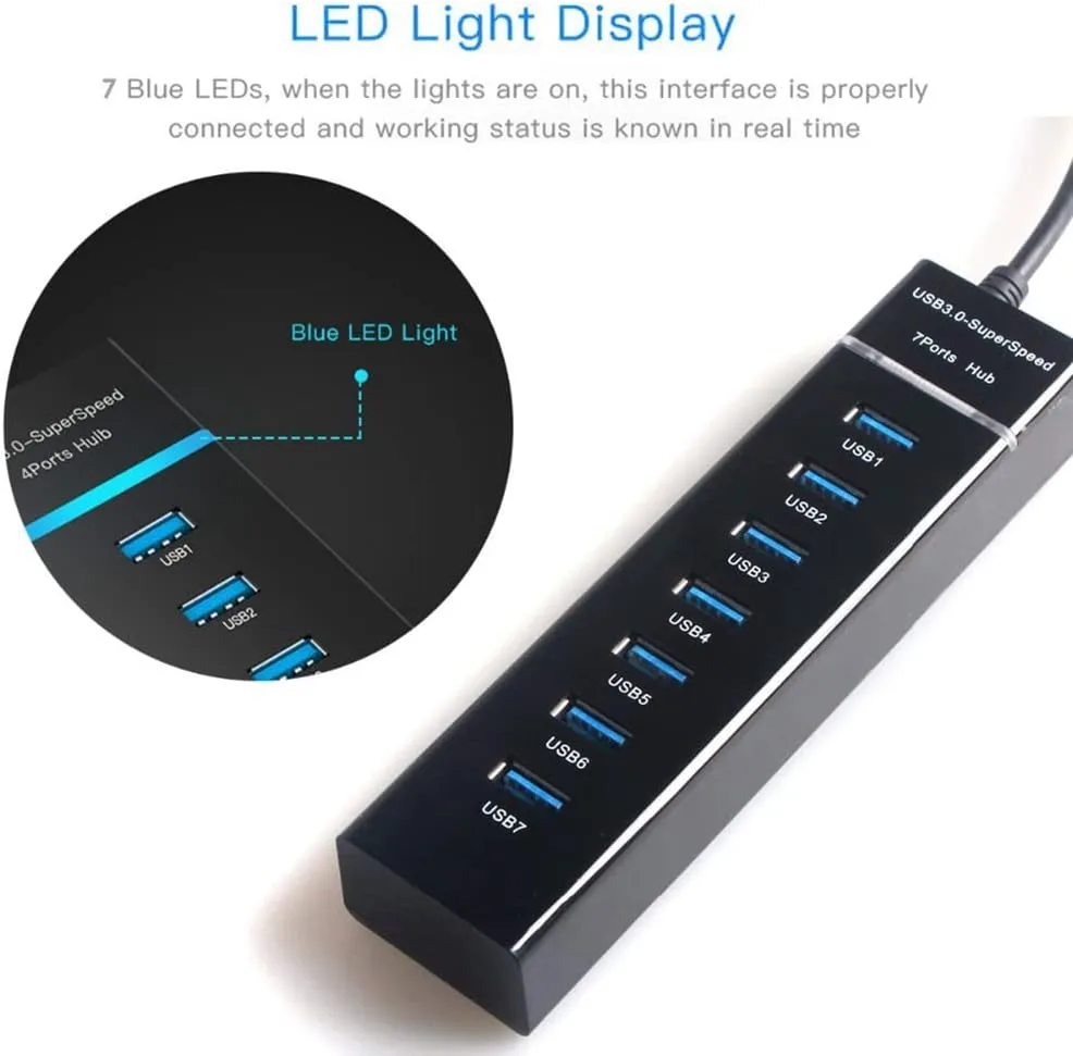 HAING HI U701 USB 3.0 7 PORT HUB 5GBPS - product image 1 HAING HI U701 USB 3.0 7 PORT HUB 5GBPS - product image 1