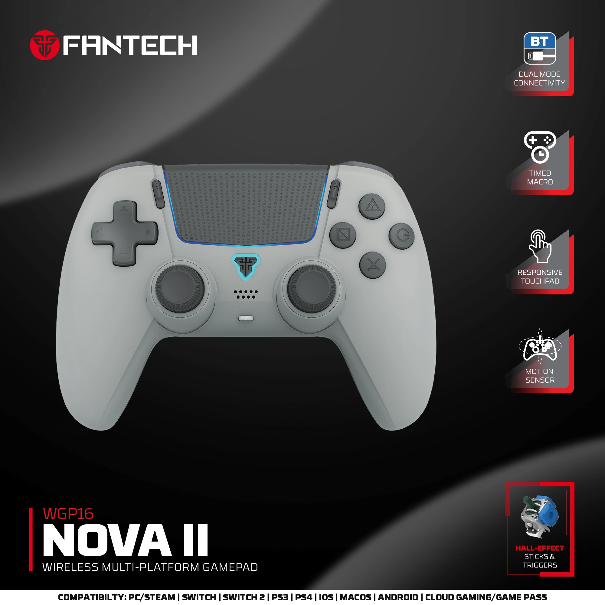 FANTECH WGP16 NOVA II Wireless GAMEPAD - Grey product thumbnail 3