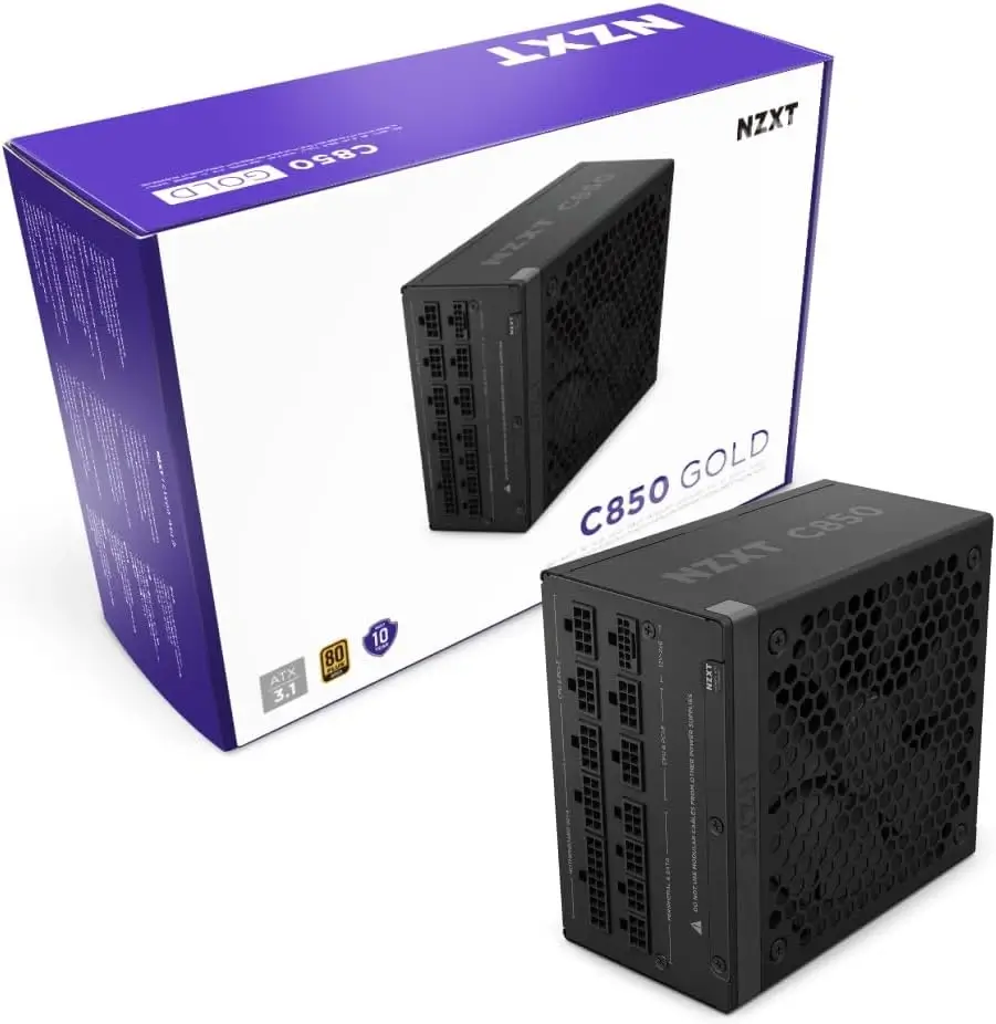 NZXT C850 850W 80+ Gold Full Modular Power Supply - Black (ATX 3.1) (PCIe 5.1)