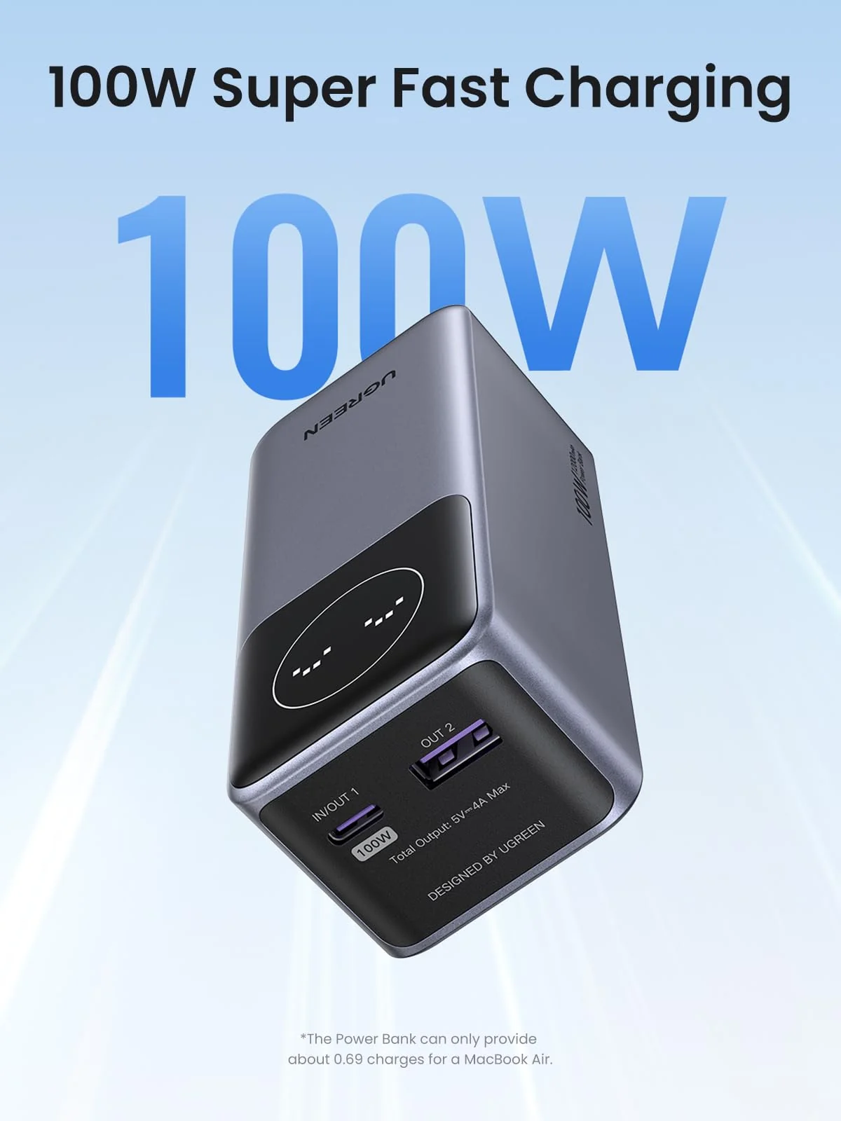 UGREEN 35526B NEXODE 12000MAH 100W FAST CHARGING POWER BANK - product image 1 UGREEN 35526B NEXODE 12000MAH 100W FAST CHARGING POWER BANK - product image 1
