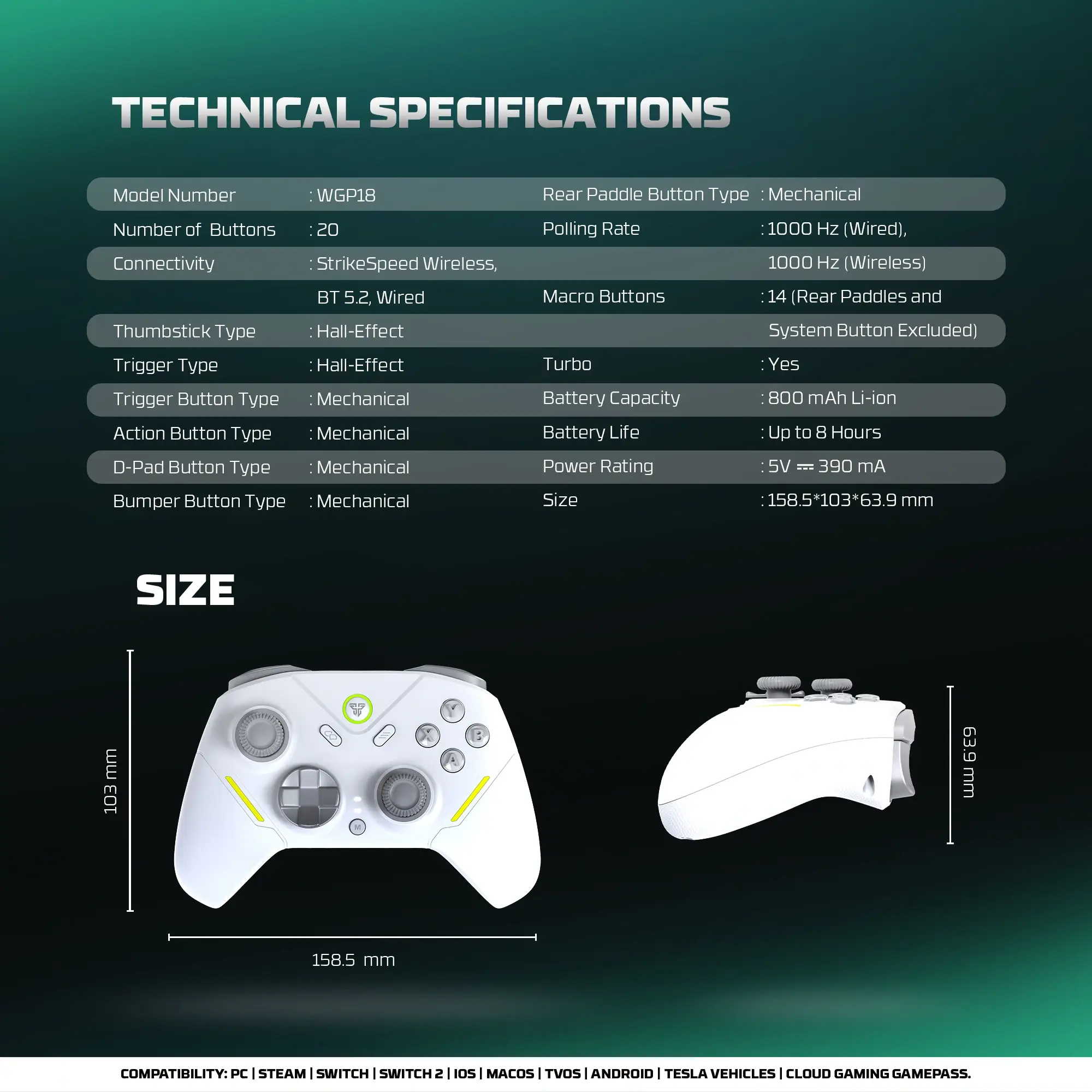 Fantech WGP18 ZENITH PRO Tri mode Connectivity Timed Macro Hall Effect RGB Mechanical Gamepad White - Fantech WGP18 PRO Gamep Fantech WGP18 ZENITH PRO Tri mode Connectivity Timed Macro Hall Effect RGB Mechanical Gamepad White - Fantech WGP18 PRO Gamep