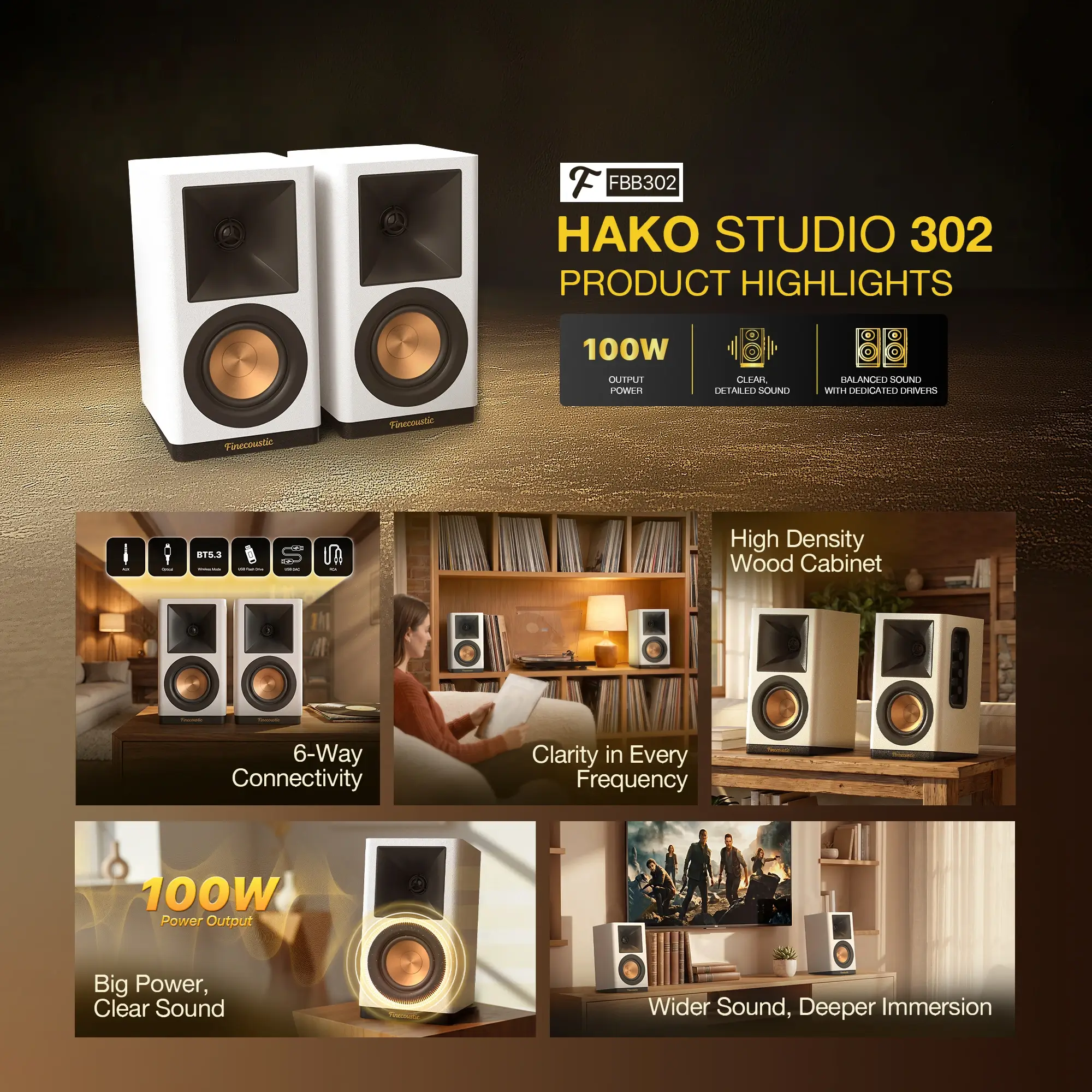 FANTECH Finecoustic FBB302 HAKO STUDIO 302 Stereo Speakers (6 Connection Mode) - FANTECH Finecoustic FBB302 Stereo Speakers FANTECH Finecoustic FBB302 HAKO STUDIO 302 Stereo Speakers (6 Connection Mode) - FANTECH Finecoustic FBB302 Stereo Speakers