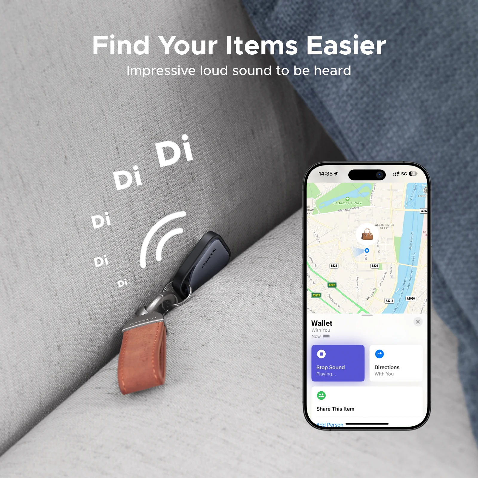 UGREEN 45297 FINETRACK SMART FINDER SMART BLUETOOTH TRACKER - product image 1 UGREEN 45297 FINETRACK SMART FINDER SMART BLUETOOTH TRACKER - product image 1