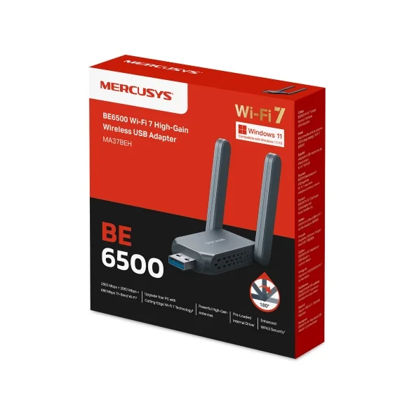 MERCUSYS MA37BEH BE6500 USB WIFI 7 DONGLE TRI BAND WIFI HIGH GAIN ADAPTER - product image 1 MERCUSYS MA37BEH BE6500 USB WIFI 7 DONGLE TRI BAND WIFI HIGH GAIN ADAPTER - product image 1