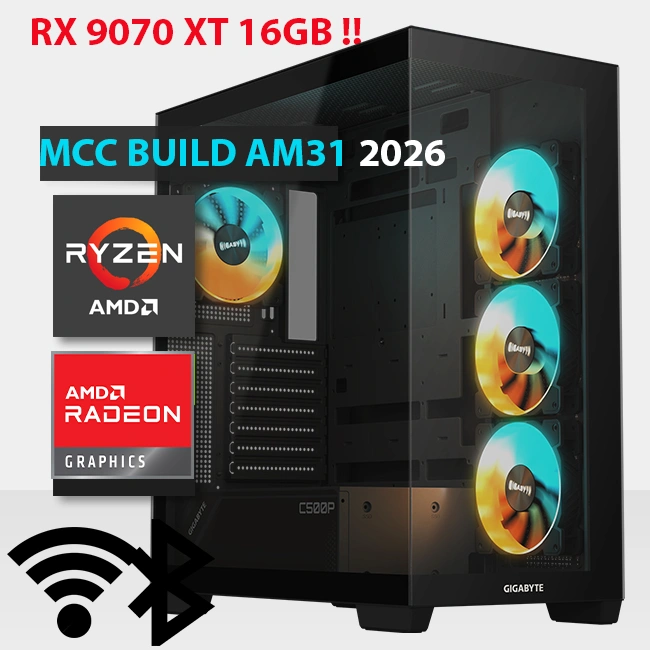 MCC AM31 26 MIDAS Gaming PC Build || AMD Ryzen 7 9800X3D 8 core AMD Radeon RX 9070 XT 16GB Gaming OC GDDR6 Graphics Card - AM