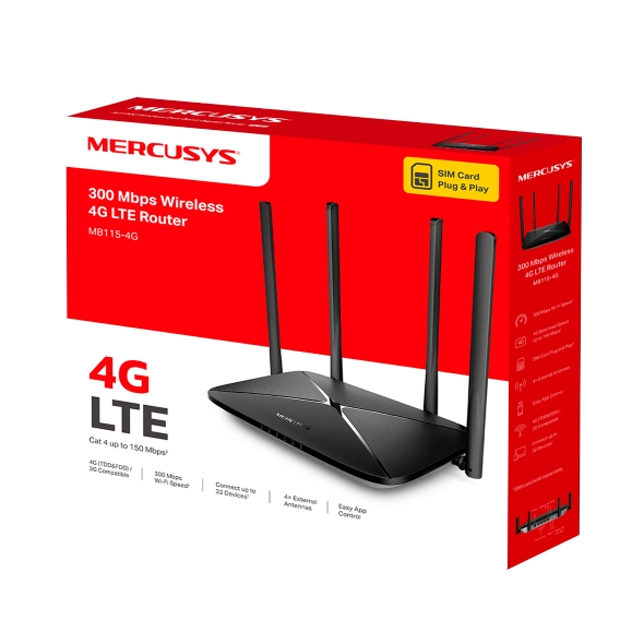 MERCUSYS MB115 4G WIRELESS 4G LTE SIM ROUTER 300MBPS - product image 1 MERCUSYS MB115 4G WIRELESS 4G LTE SIM ROUTER 300MBPS - product image 1