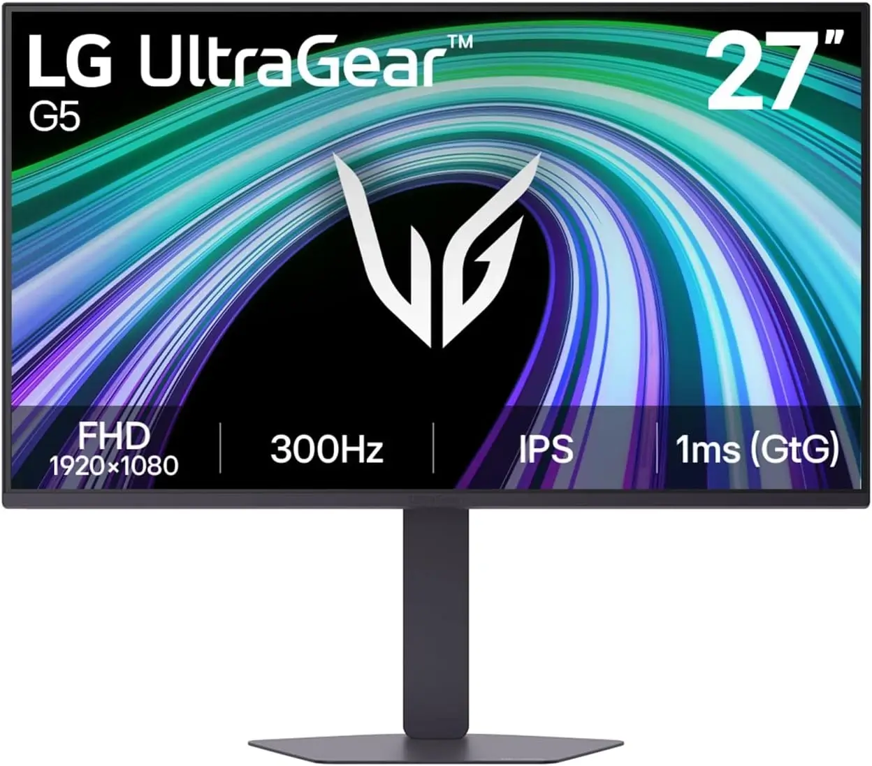 LG UltraGear G5 27G550B B 27 inch FHD 300Hz IPS Gaming Monitor HDR10 1ms GtG Adjustable Stand - product image 1