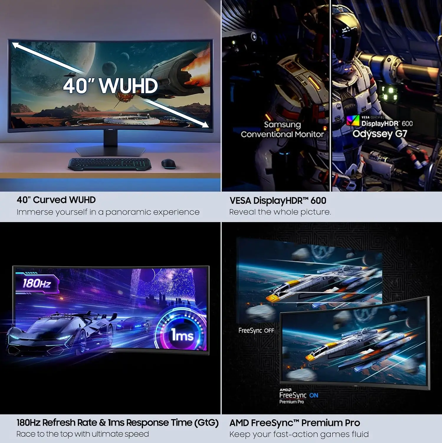 Samsung Odyssey G7 FG750 40 inch VA WUHD 5K2K 180Hz 1ms HDR10+ Curved Gaming Monitor - Samsung Odyssey G7 in Jordan