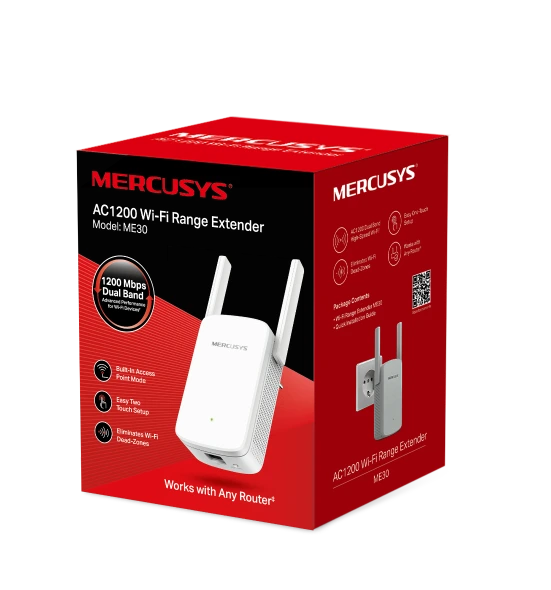 MERCUSYS ME30 AC1200 DUAL BAND WIFI EXTENDER WIFI BOOSTER ETHERNET PORT - product image 1 MERCUSYS ME30 AC1200 DUAL BAND WIFI EXTENDER WIFI BOOSTER ETHERNET PORT - product image 1