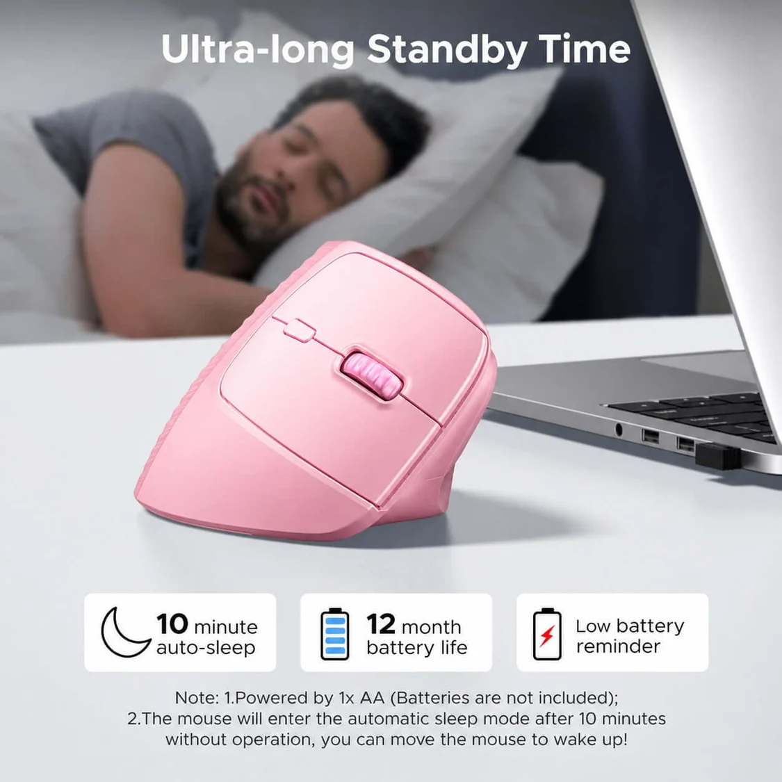 UGREEN 65666 ERGONOMIC WIRELESS VERTICAL MOUSE 2.4G AND BLUETOOTH DUAL MODE 4000 DPI – PINK - UGREEN 65666 ERGONOMIC WIRELESS UGREEN 65666 ERGONOMIC WIRELESS VERTICAL MOUSE 2.4G AND BLUETOOTH DUAL MODE 4000 DPI – PINK - UGREEN 65666 ERGONOMIC WIRELESS