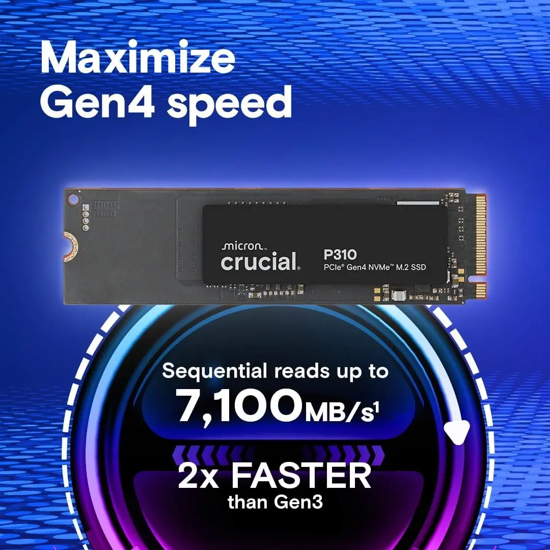 Crucial P310 1TB PCIe Gen4 NVMe 2280 M.2 SSD - Crucial P310 1TB PCIe Gen4 SSD