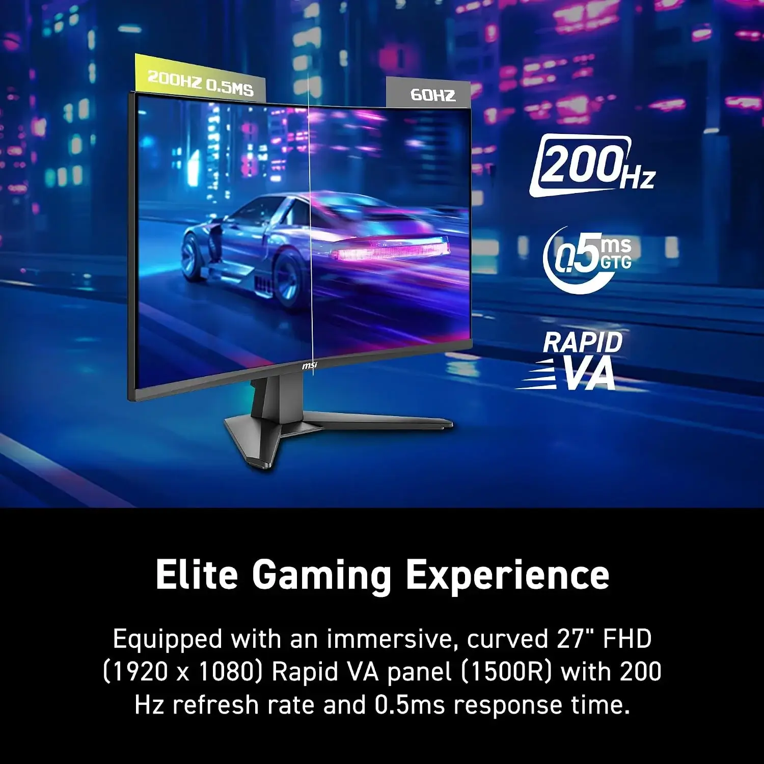 MSI MAG 276CF E20 27 inch FHD 200Hz 0.5ms Gaming Monitor with Speakers - product image 1