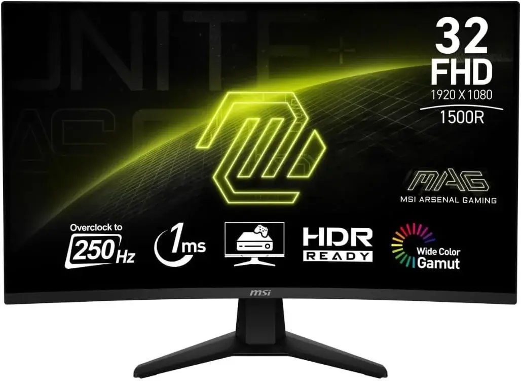 MSI MAG 32C6X 31.5 inch FHD 250Hz 1ms HDR Ready Gaming Monitor - product image 1 MSI MAG 32C6X 31.5 inch FHD 250Hz 1ms HDR Ready Gaming Monitor - product image 1