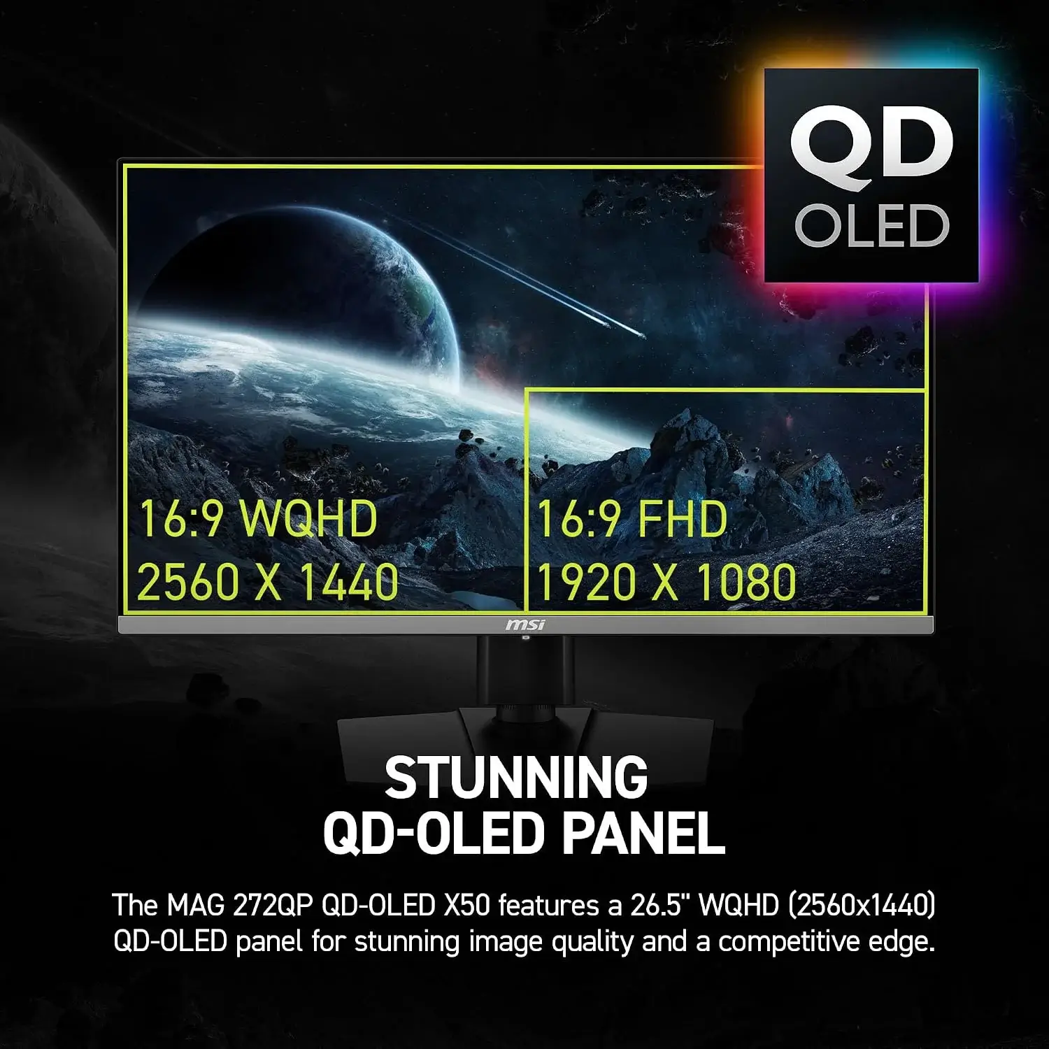MSI MAG 272QP X50 27 inch WQHD 2K Quantum Dot OLED QD OLED 500Hz 0.03ms Gaming Monitor HDR 500 - MSI 272QP X50 OLED