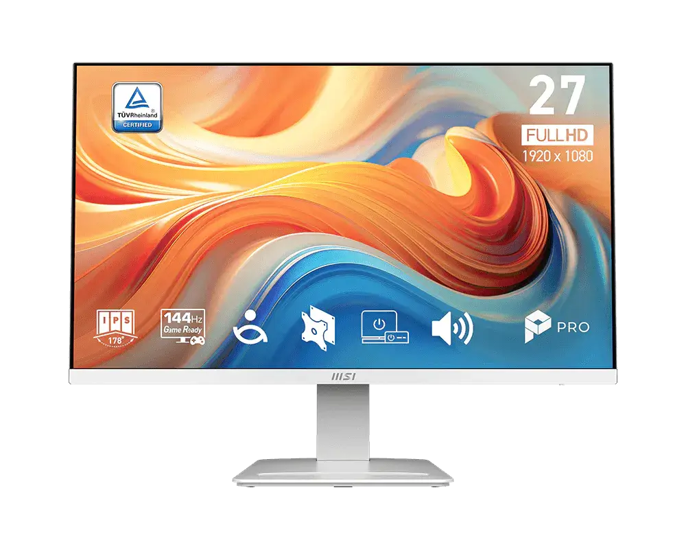MSI PRO MP273W E14A White Monitor 27-inch FHD IPS 144Hz 1ms HDR Ready - Built-in Speaker