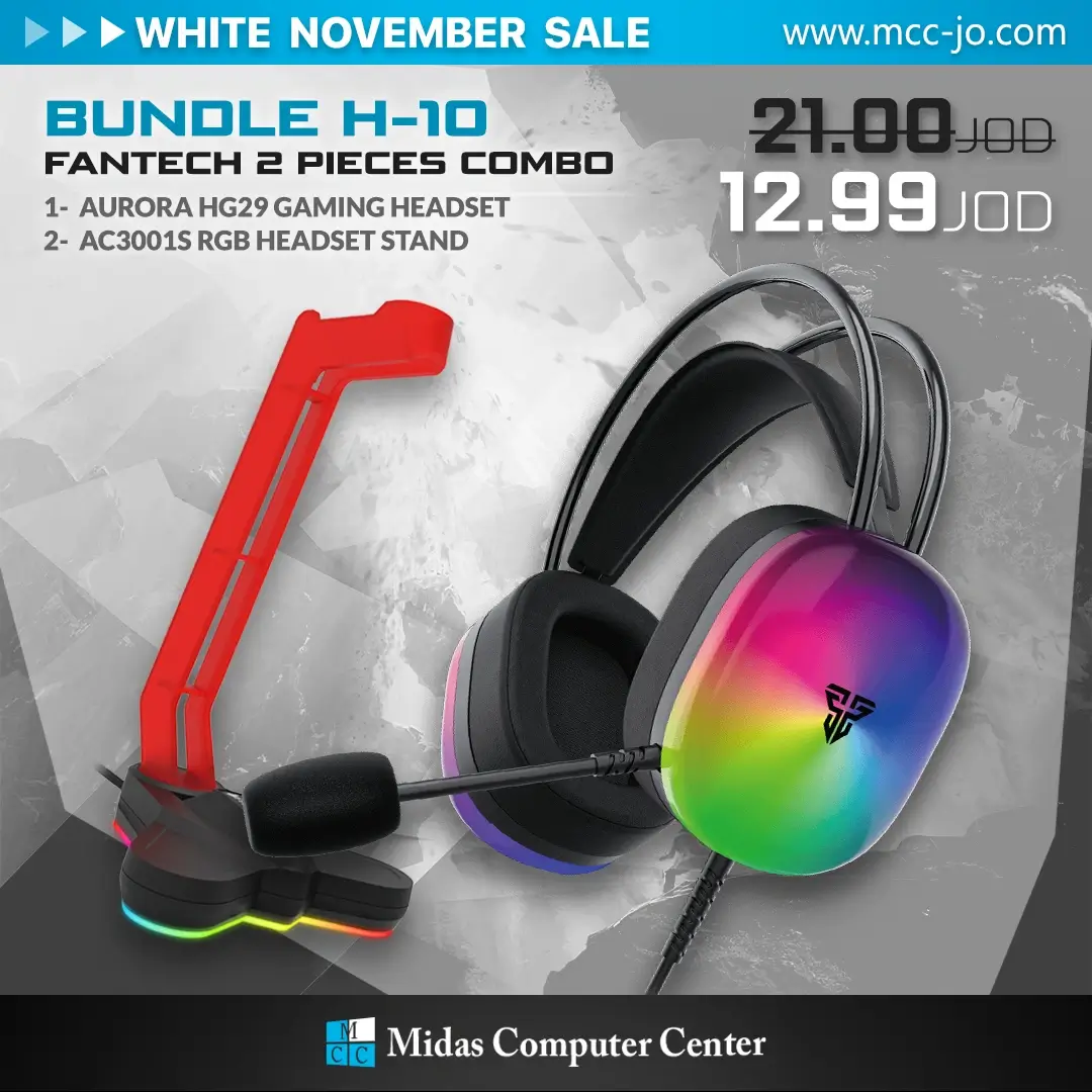 Fantech Bundle H-10 Gaming Combo AURORA HG29 Gaming Headset + AC3001S RGB Stand