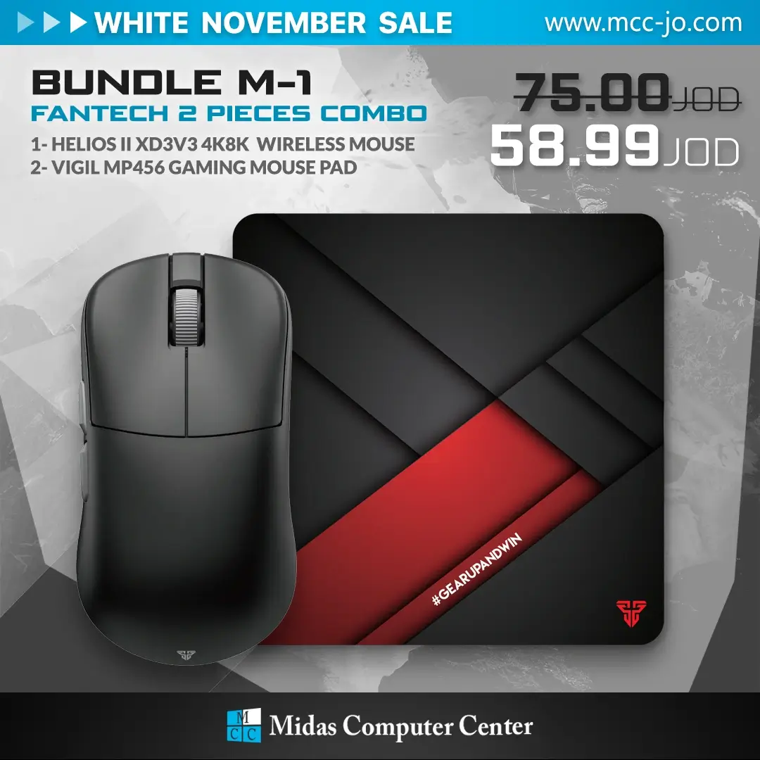 Fantech Bundle M-1 Gaming Accessories - XD3V3 4K8K PRO S E-SPORT WIRELESS MOUSE + MP456  MOUSE PAD